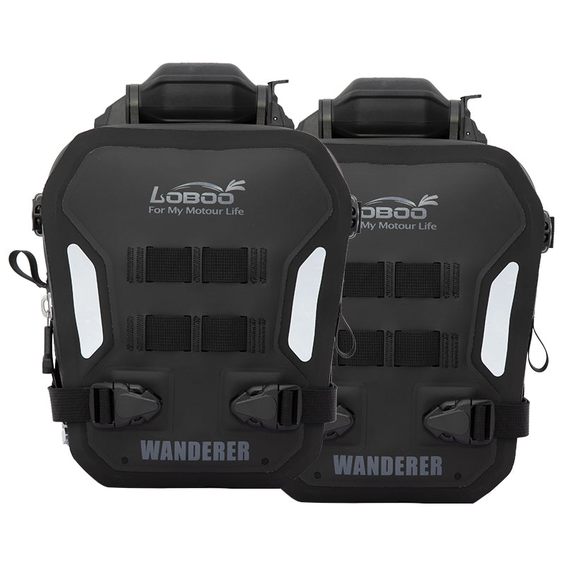 Wanderer Motorcycle Crash Bar Bags – Inflatable/Non-Inflatable, Waterproof Frame Bags with Reflective Strips & Anti-Theft System (Pair)