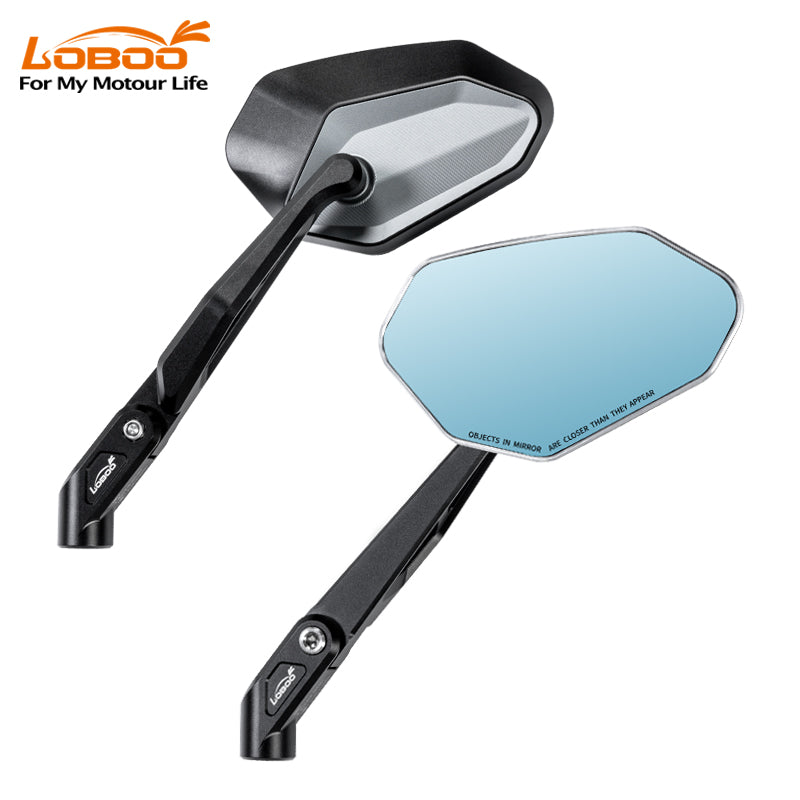 Specchietti Pieghevoli CNC LOBOO RM02 per Moto Adventure | Lente Grandangolare Anti-Riflesso