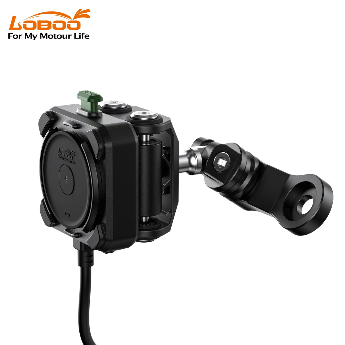 Supporto antivibrazione per smartphone da moto LOBOO PH04 con ricarica wireless da 15W e ricarica rapida da 30W per moto ADV BMW, Honda e Yamaha