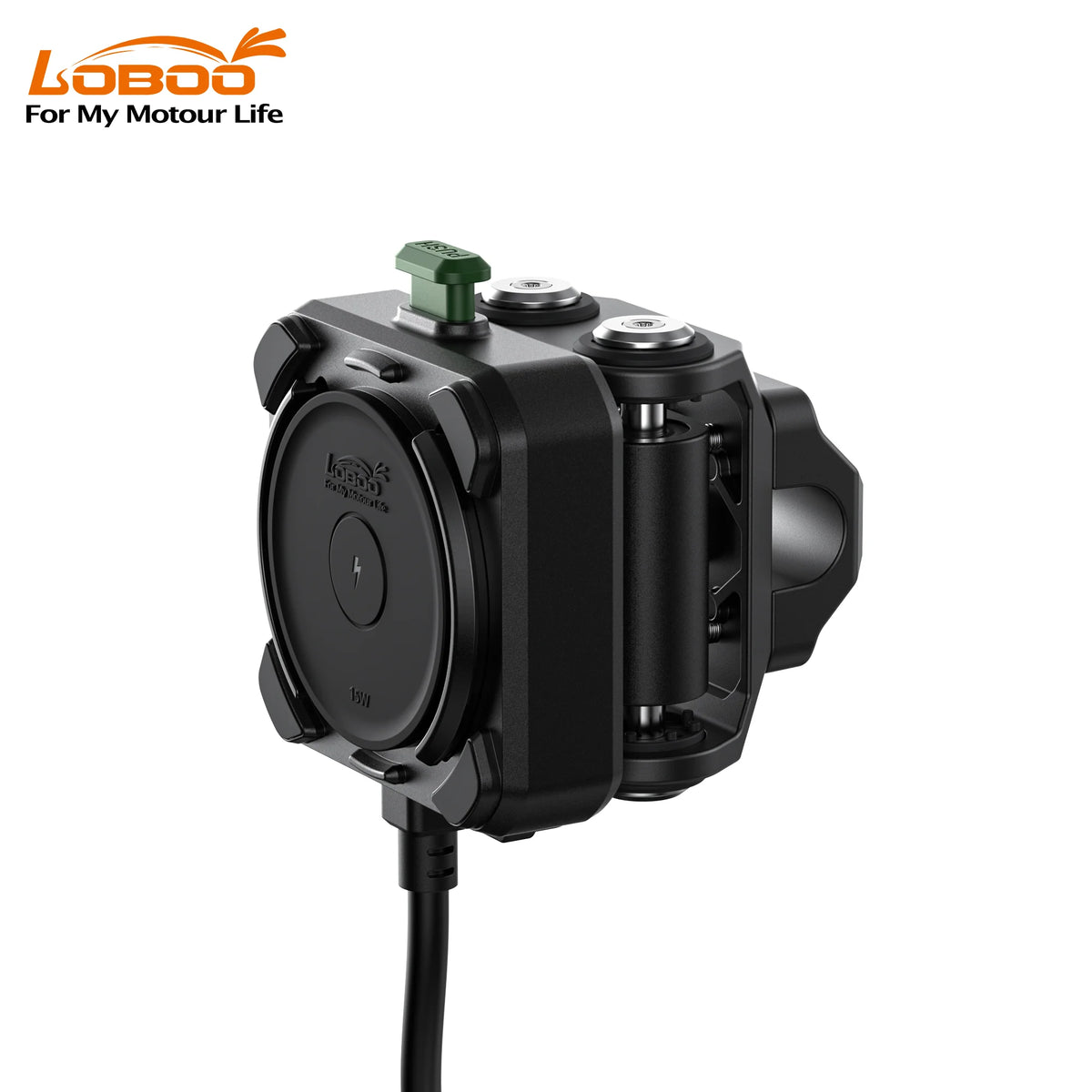 Supporto antivibrazione per smartphone da moto LOBOO PH04 con ricarica wireless da 15W e ricarica rapida da 30W per moto ADV BMW, Honda e Yamaha
