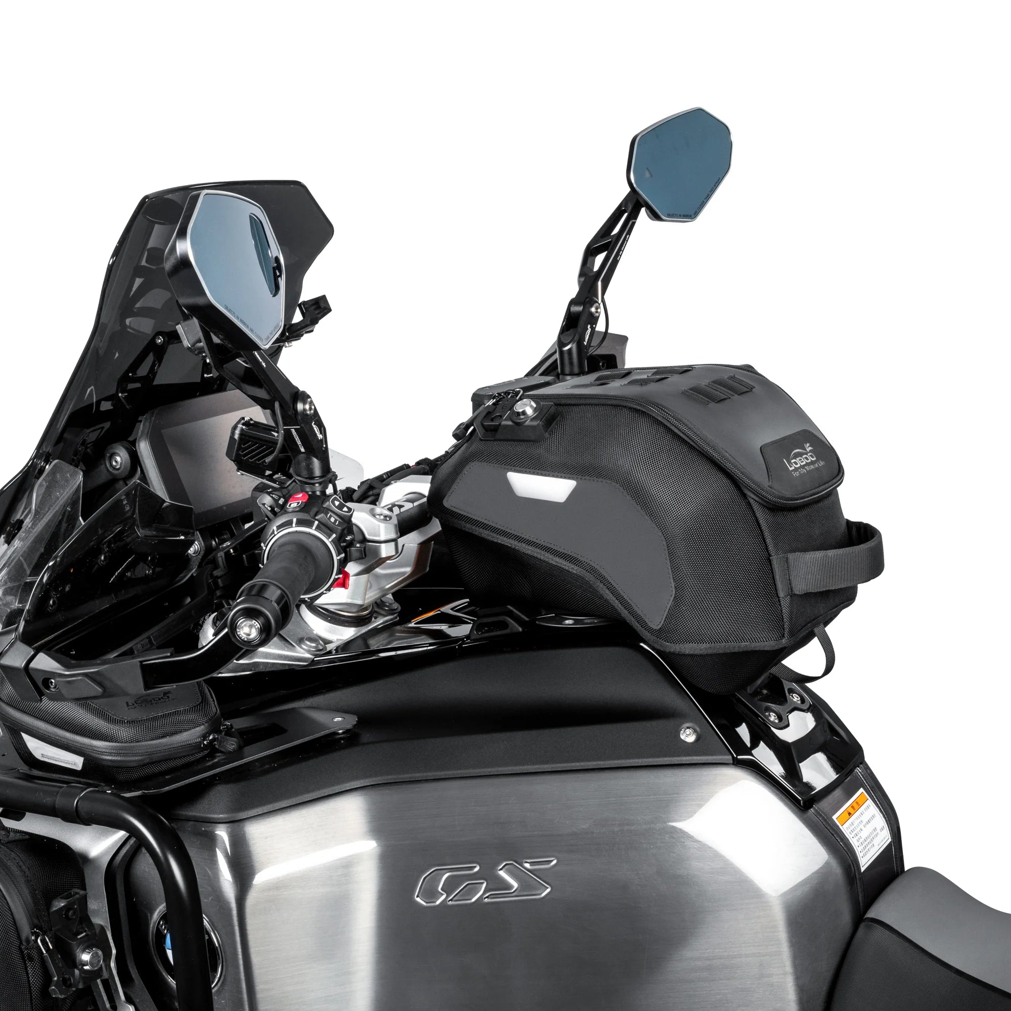LOBOO BTB13BK Motorcycle Tank Bag with Anti-Theft Quick-Release System and Rain Cover, Custom Fit for BMW R1300GS Adventure Original Mounting Points