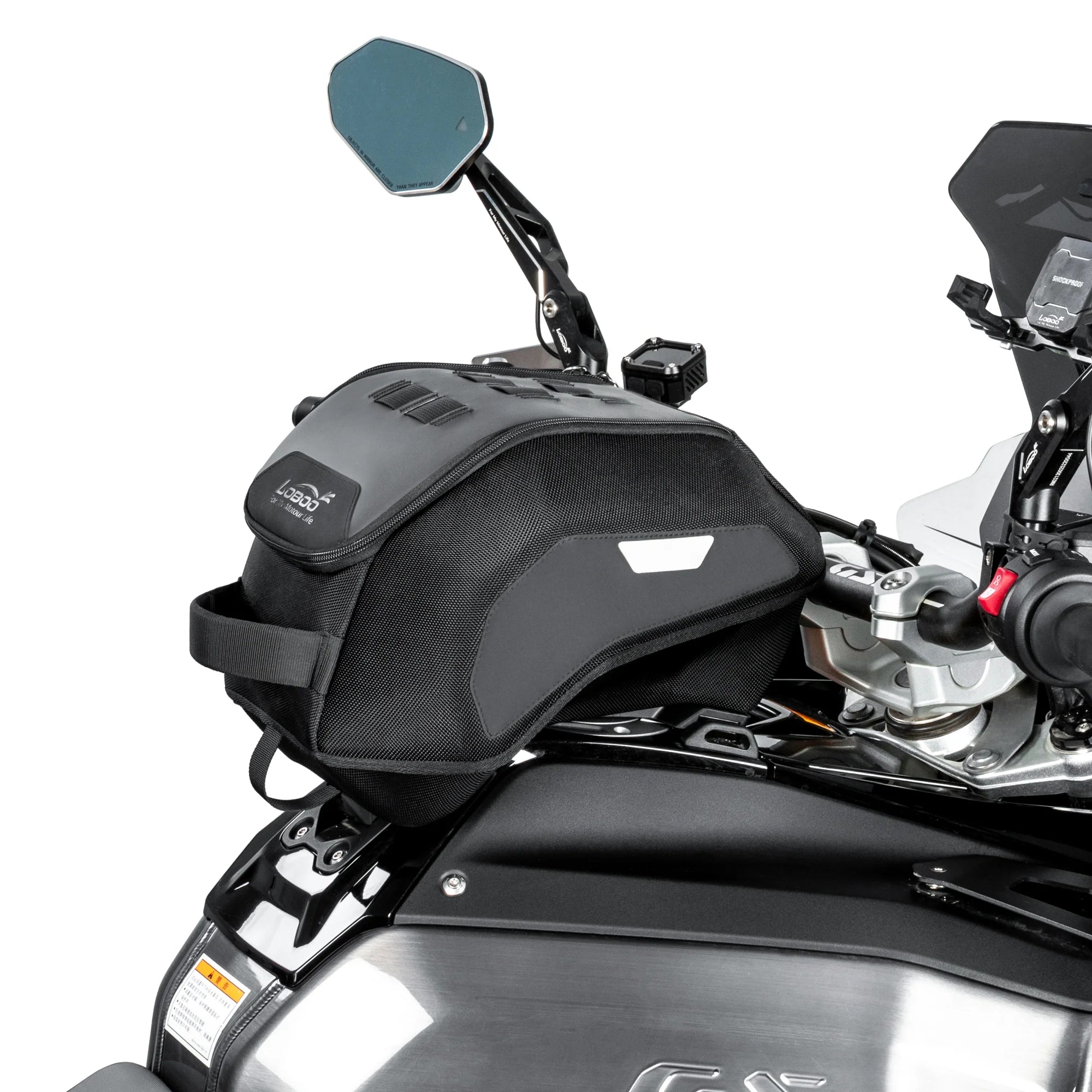 LOBOO BTB13BK Motorcycle Tank Bag with Anti-Theft Quick-Release System and Rain Cover, Custom Fit for BMW R1300GS Adventure Original Mounting Points