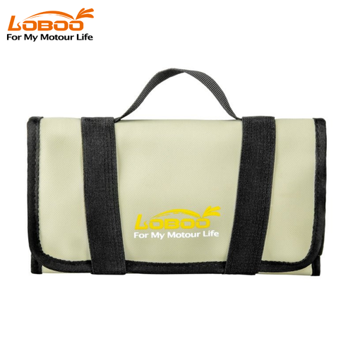 Bolsa Enrollable Táctica para Herramientas de Motocicleta LOBOO BGJB03 - Organizador de Mantenimiento Impermeable de TPU - Bolsa Compacta Tri-Fold para Herramientas de Touring de Aventura y Off-Road - Amarillo Desierto/Negro