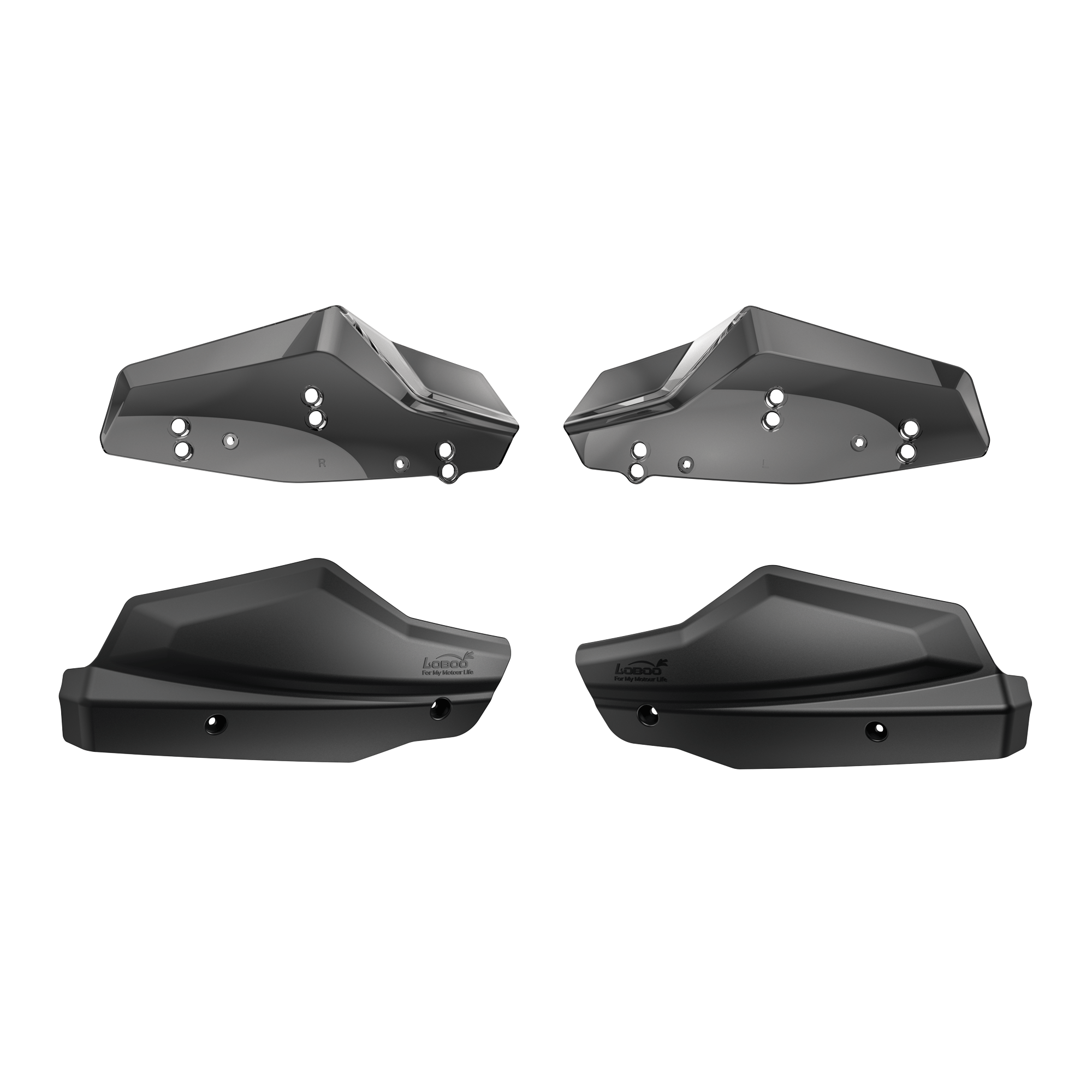 LOBOO Aluminum Handguard System for Triumph Scrambler 1200XE (2024+) | Adjustable Windshield & Impact Sliders