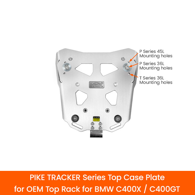 Sistema de maleta superior de aluminio LOBOO para BMW C400X y C400GT (2018+) | Serie Pike Tracker y Tibet