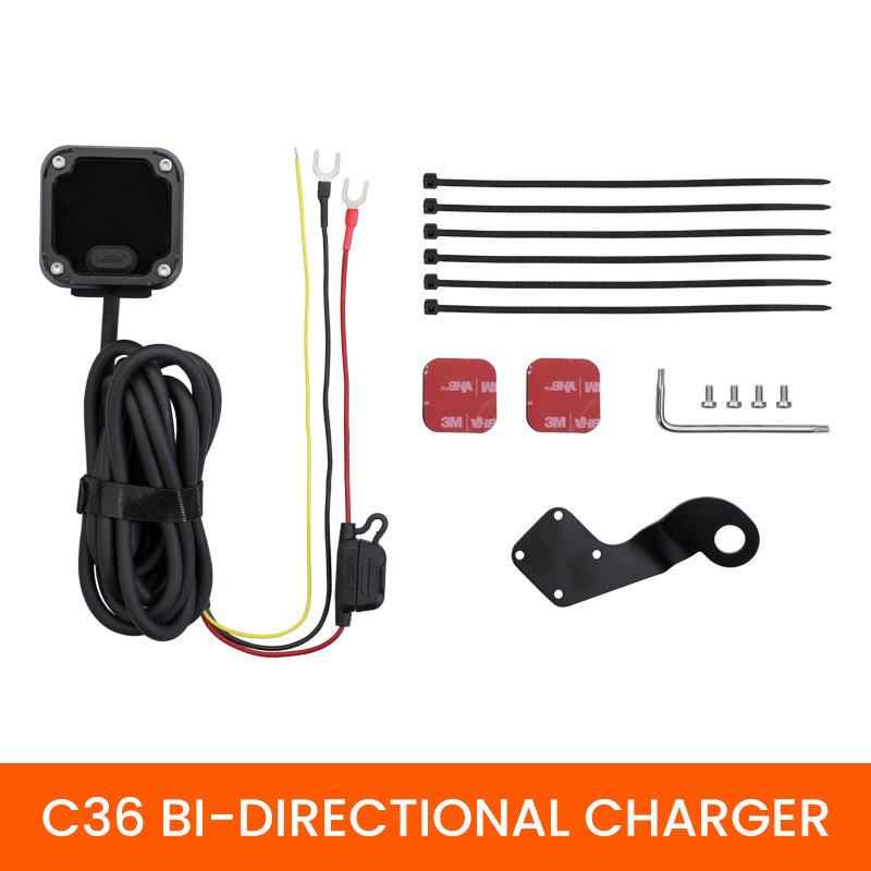 C36 Motorcycle Bi - Directional Battery Charger – 100W PD Fast Charge, Real - Time Voltage Display, IP67 Waterproof, Lead - Acid Repair, Mirror/Adhesive Mount - LOBOO