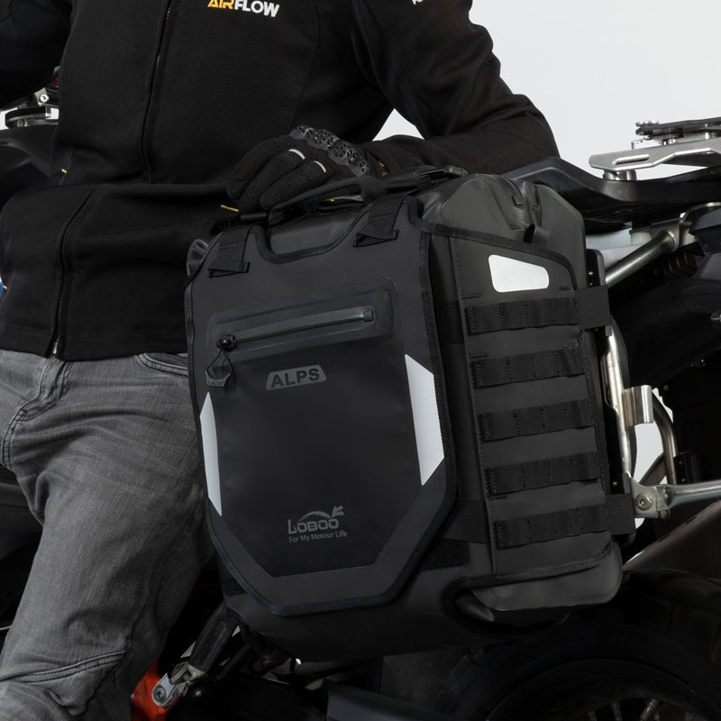 LOBOO Alps Inflatable Waterproof Side Bags (23L/30L) | Shock - Absorbing Soft Panniers with Anti - Theft Lock - LOBOO