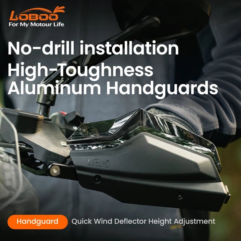 LOBOO Aluminum Handguard System for BMW R1300GS, R1250GS & F900GS | Adjustable Windshield & Crash Protection - LOBOO