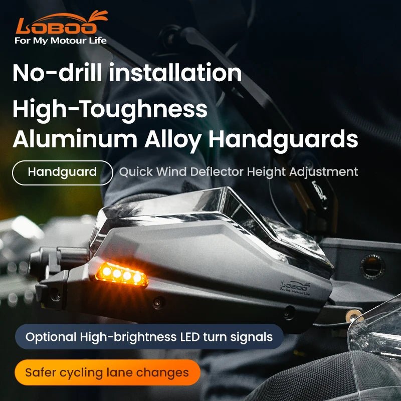 LOBOO Aluminum Handguard System for BMW R1300GS, R1250GS & F900GS | Adjustable Windshield & Crash Protection - LOBOO
