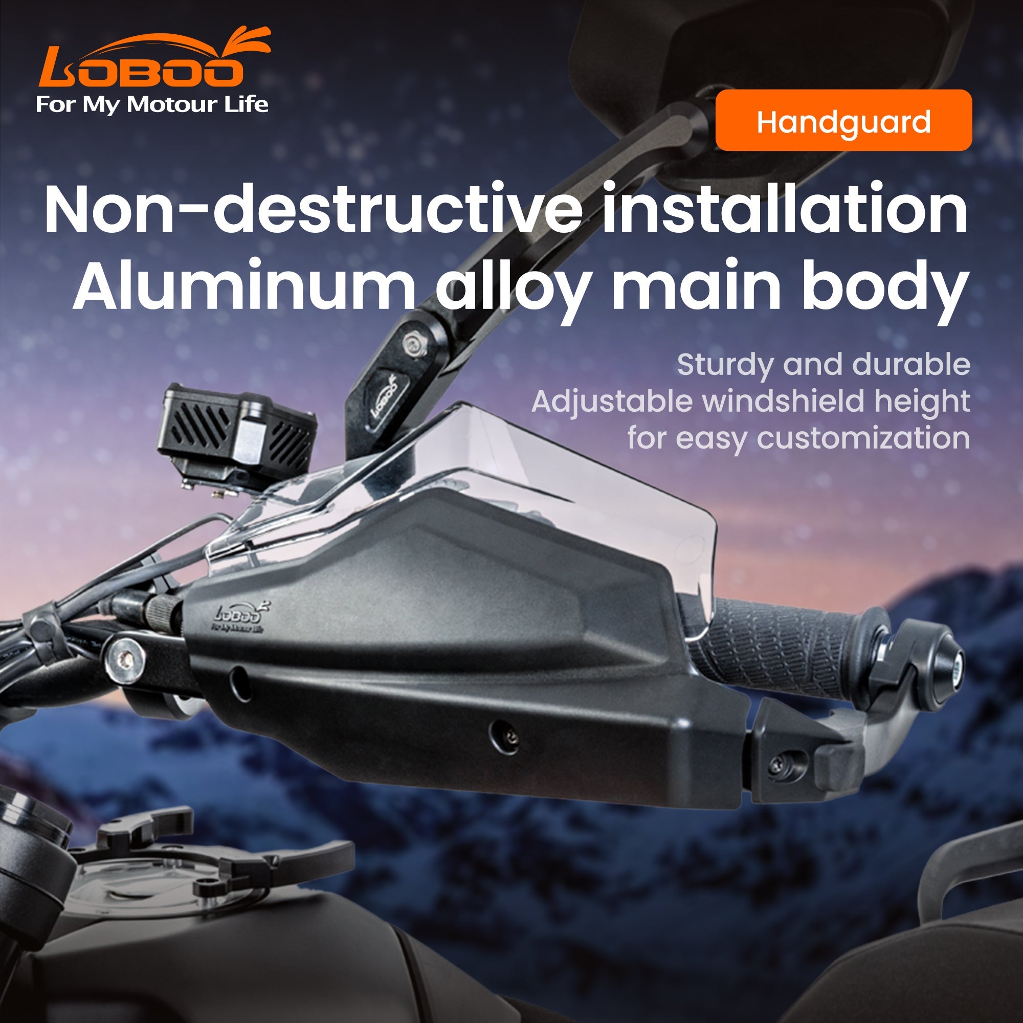 LOBOO Aluminum Handguard System for KTM 790/890 & Norden 901 | Adjustable Windshield & Crash Protection - LOBOO