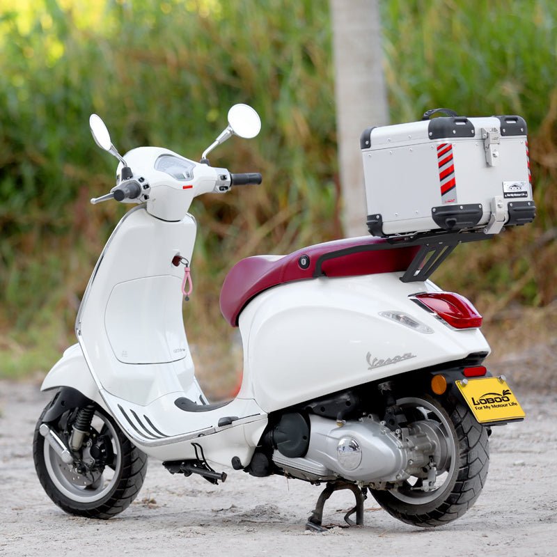 LOBOO Aluminum Top Case Set for Vespa 150 / 300 | Adjustable Sliding Rack System & Smart Light - LOBOO