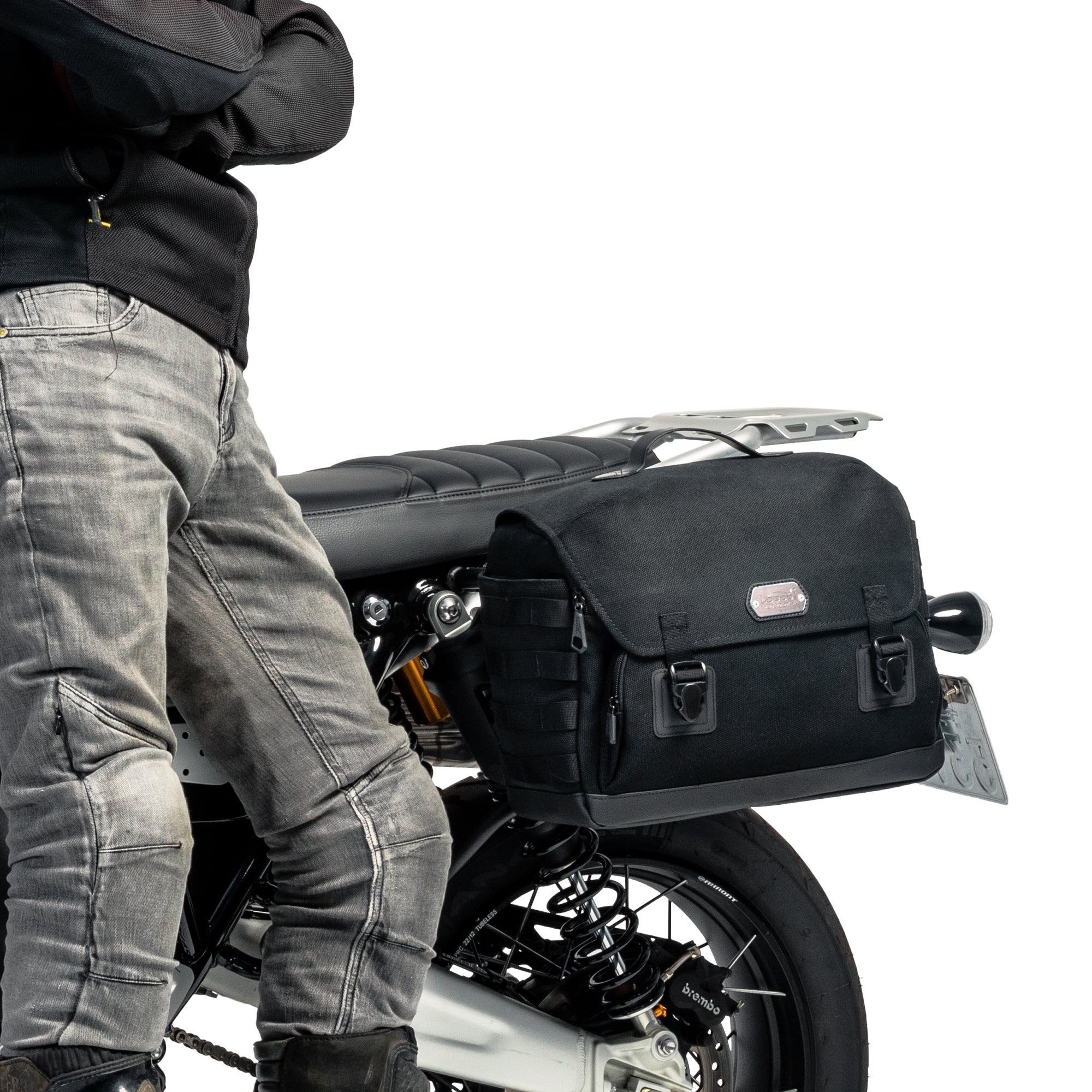LOBOO BCB12BK Vintage 12L Motorcycle Side Bag | Waterproof & Quick - Release for Honda/Triumph - LOBOO