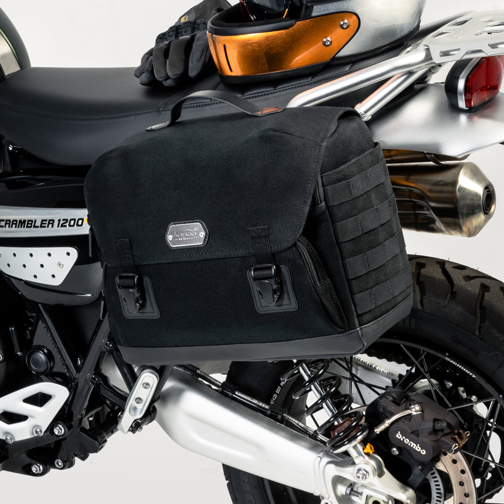 LOBOO BCB12BK Vintage 12L Motorcycle Side Bag | Waterproof & Quick - Release for Honda/Triumph - LOBOO