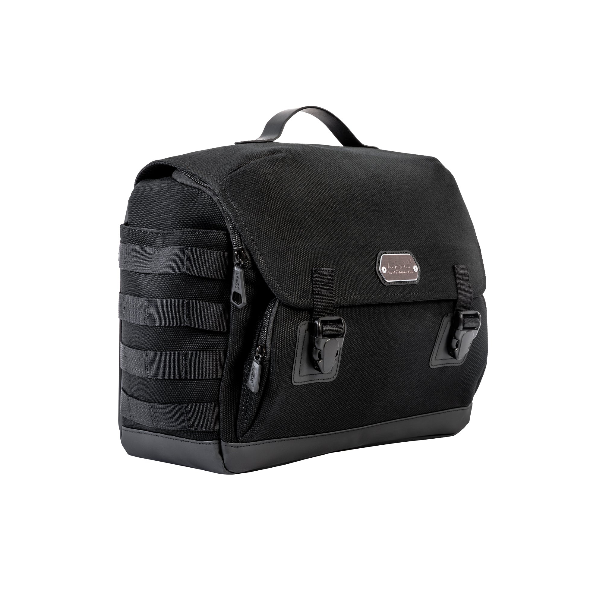 LOBOO BCB12BK Vintage 12L Motorcycle Side Bag | Waterproof & Quick - Release for Honda/Triumph - LOBOO