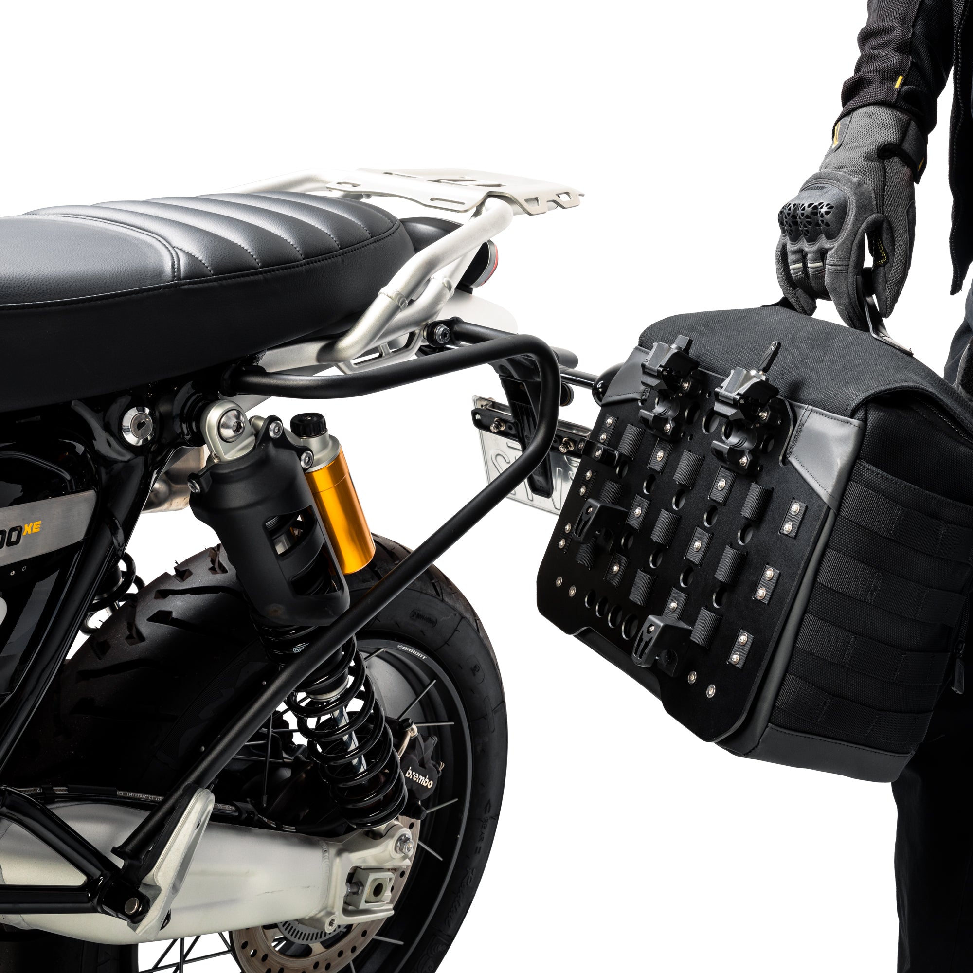 LOBOO BCB12BK Vintage 12L Motorcycle Side Bag | Waterproof & Quick - Release for Honda/Triumph - LOBOO