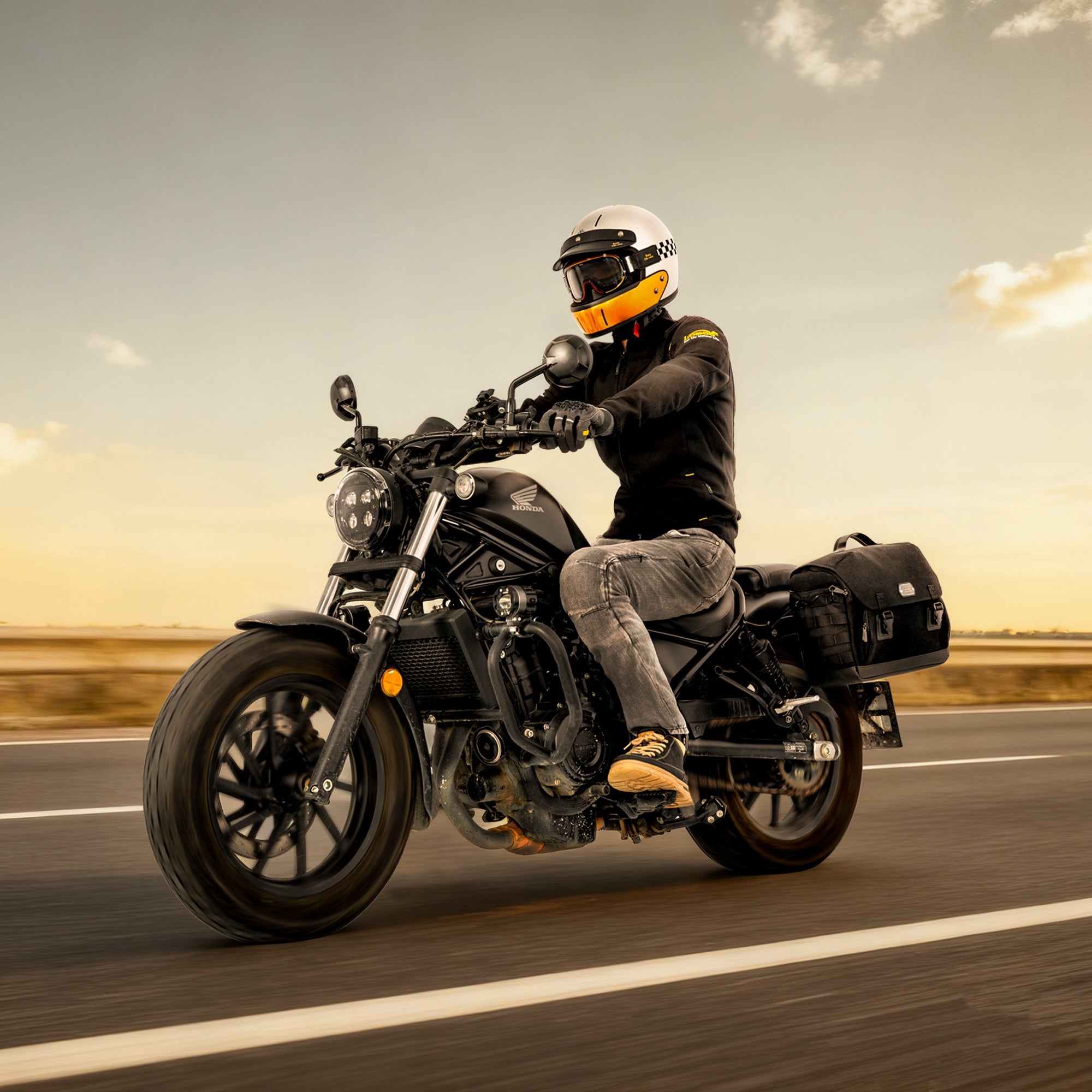 LOBOO BCB12BK Vintage 12L Motorcycle Side Bag | Waterproof & Quick - Release for Honda/Triumph - LOBOO