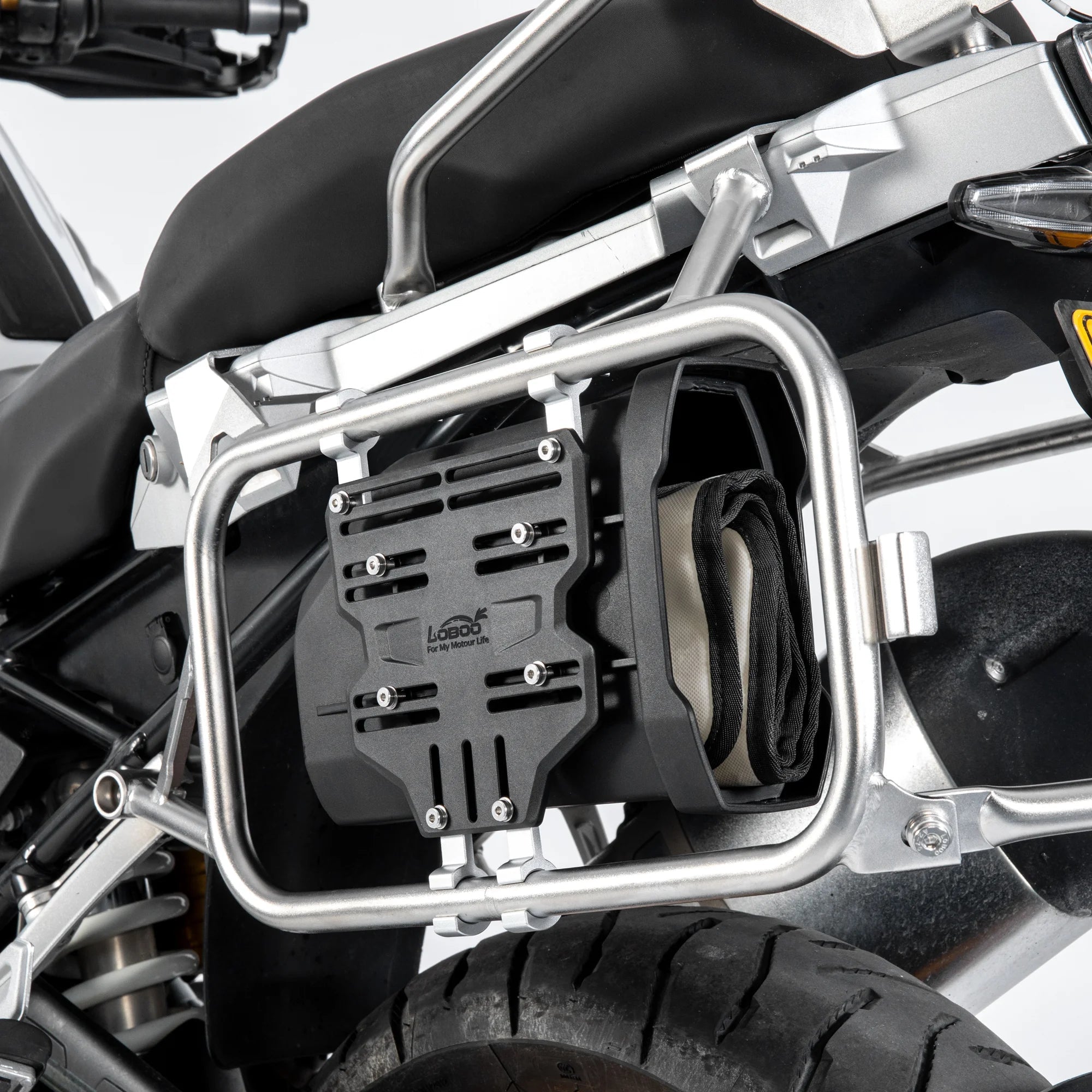 LOBOO CGJX - 2 Motorcycle Tool Box – IP66 Waterproof, Quick - Release, Lockable Storage for 18mm Side Rack (212–262mm Height Range) - LOBOO
