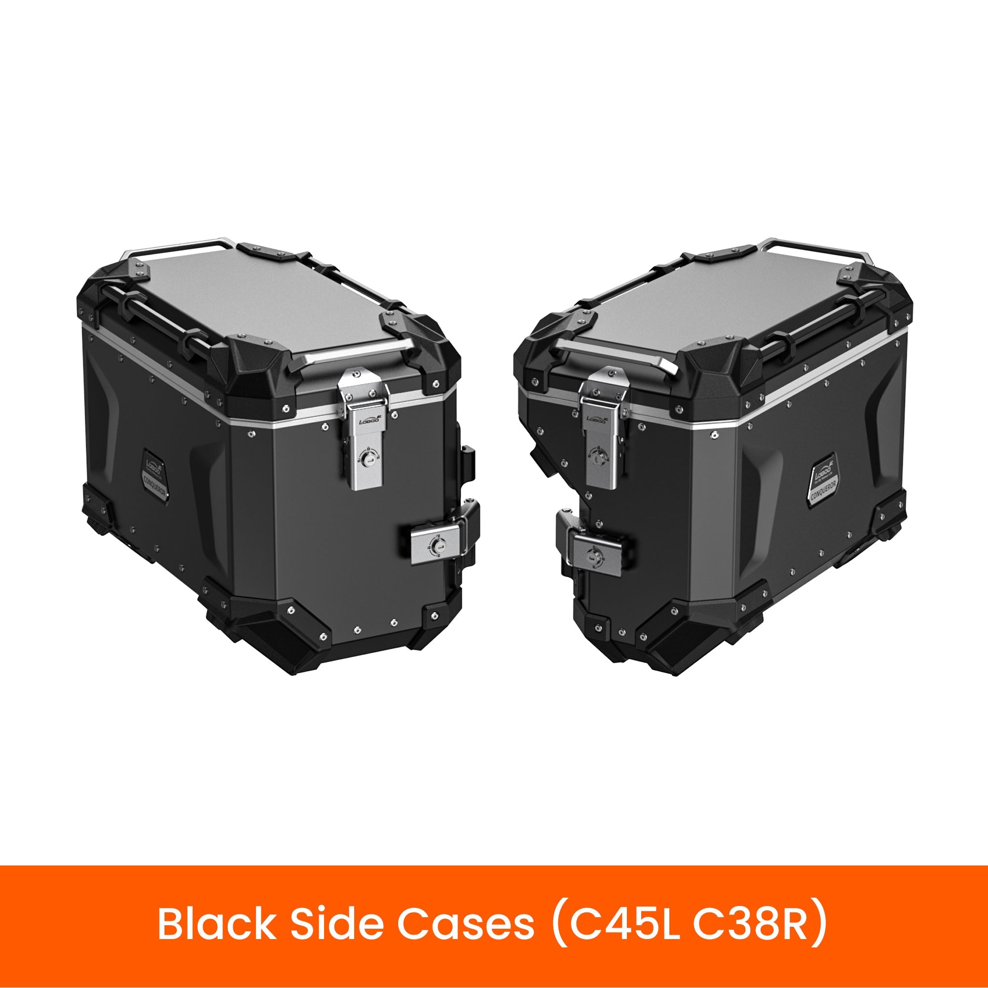 LOBOO CONQUEROR Aluminum Pannier & Top Case Set for BMW R1200GS / R1250GS / ADV (2013 - 2024) - Patented 9 - Point Quick - Release System & Sliding Rack - LOBOO