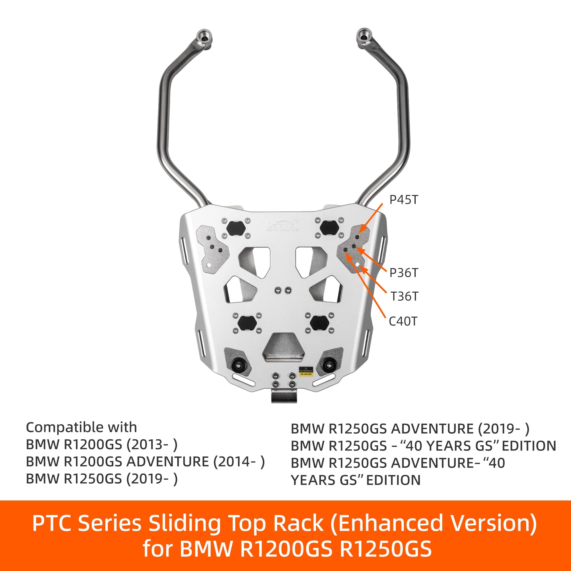 LOBOO CONQUEROR Aluminum Pannier & Top Case Set for BMW R1200GS / R1250GS / ADV (2013 - 2024) - Patented 9 - Point Quick - Release System & Sliding Rack - LOBOO