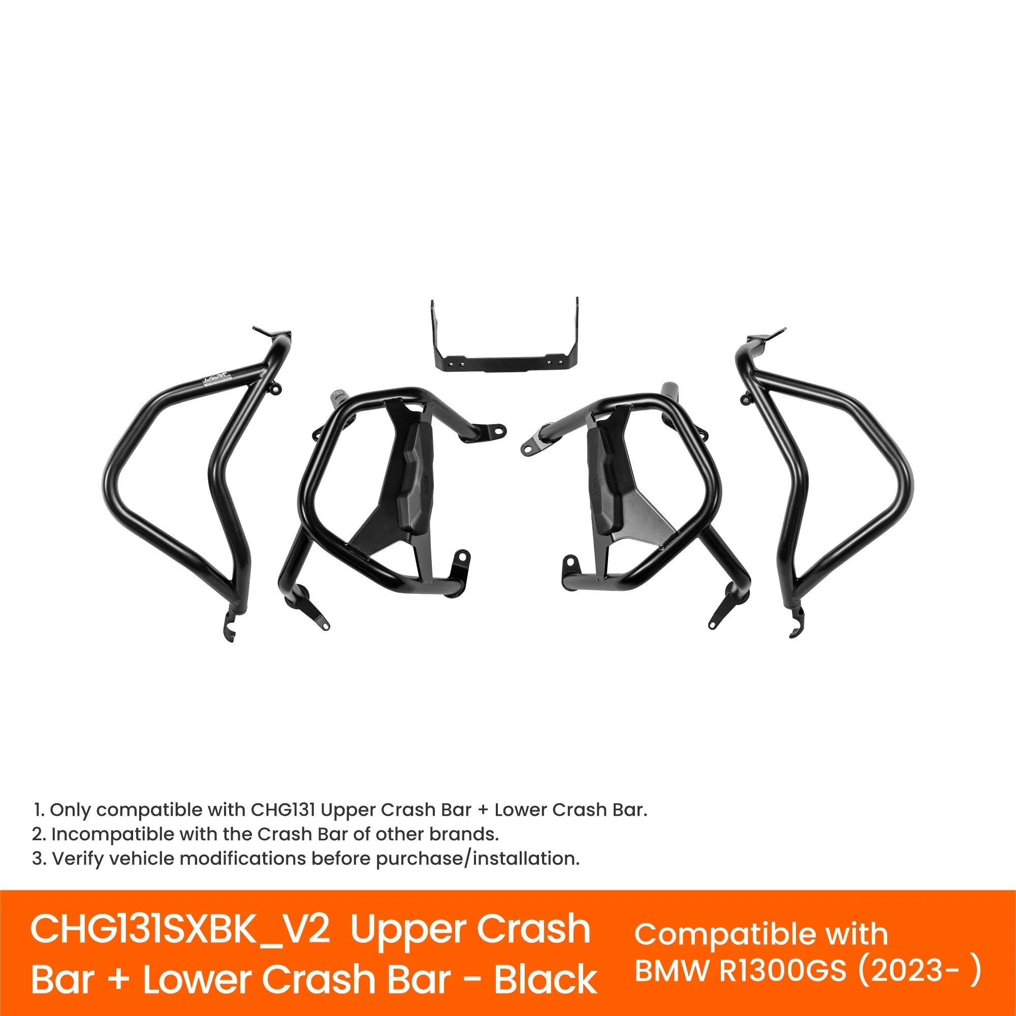 LOBOO CHG131 Upper + Lower Crash Bar BMW R1300GS Black