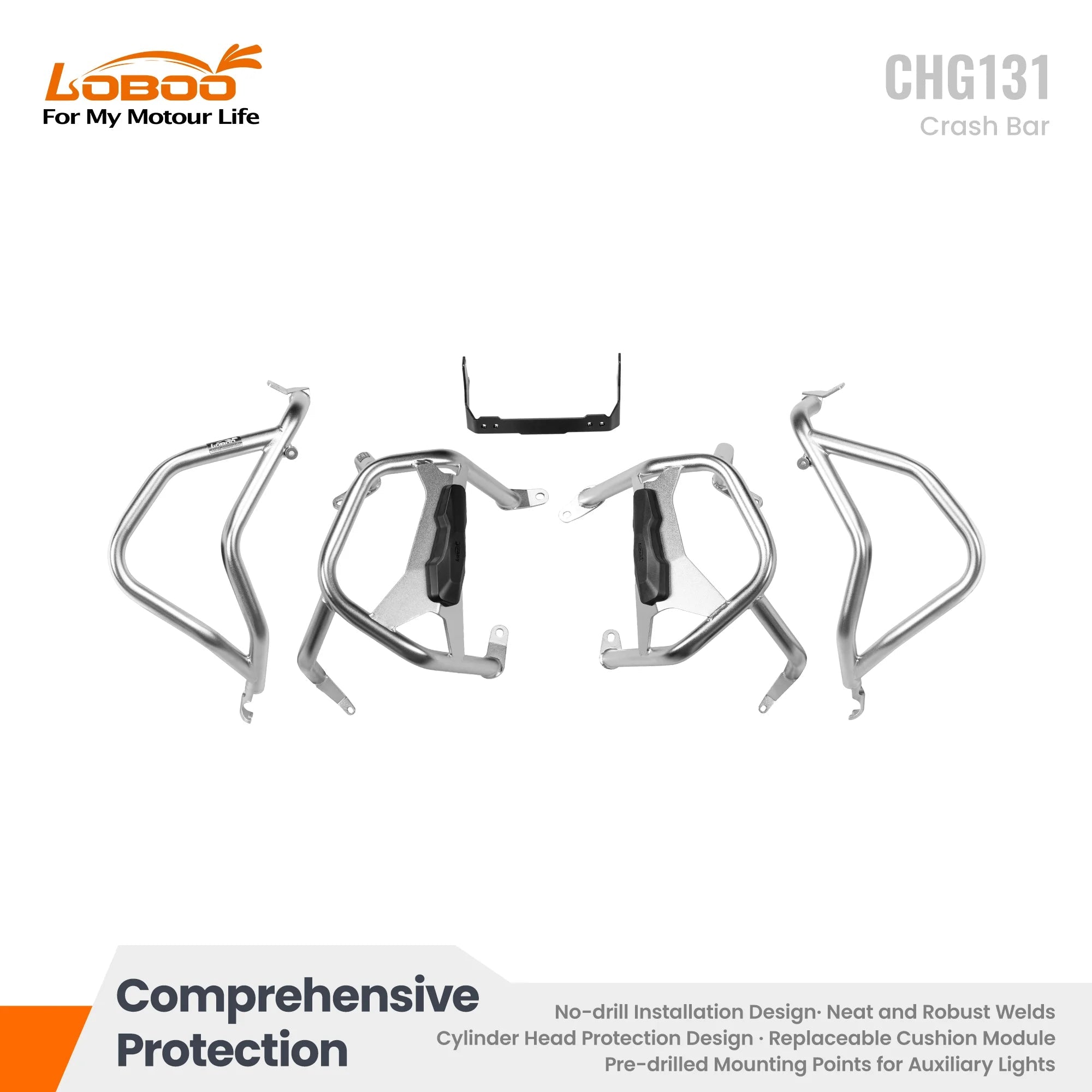LOBOO CHG131 crash bar full set silver for BMW R1300GS 2023+