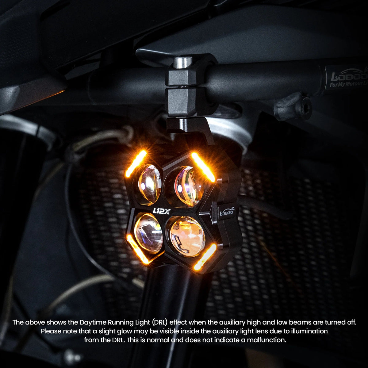 LOBOO L12X Universal LED Auxiliary Lights Kit | 16,000 Lumens High/Low Beam Adventure Driving Fog Lights for BMW GS, Honda, KTM & Motorcycles - LOBOO