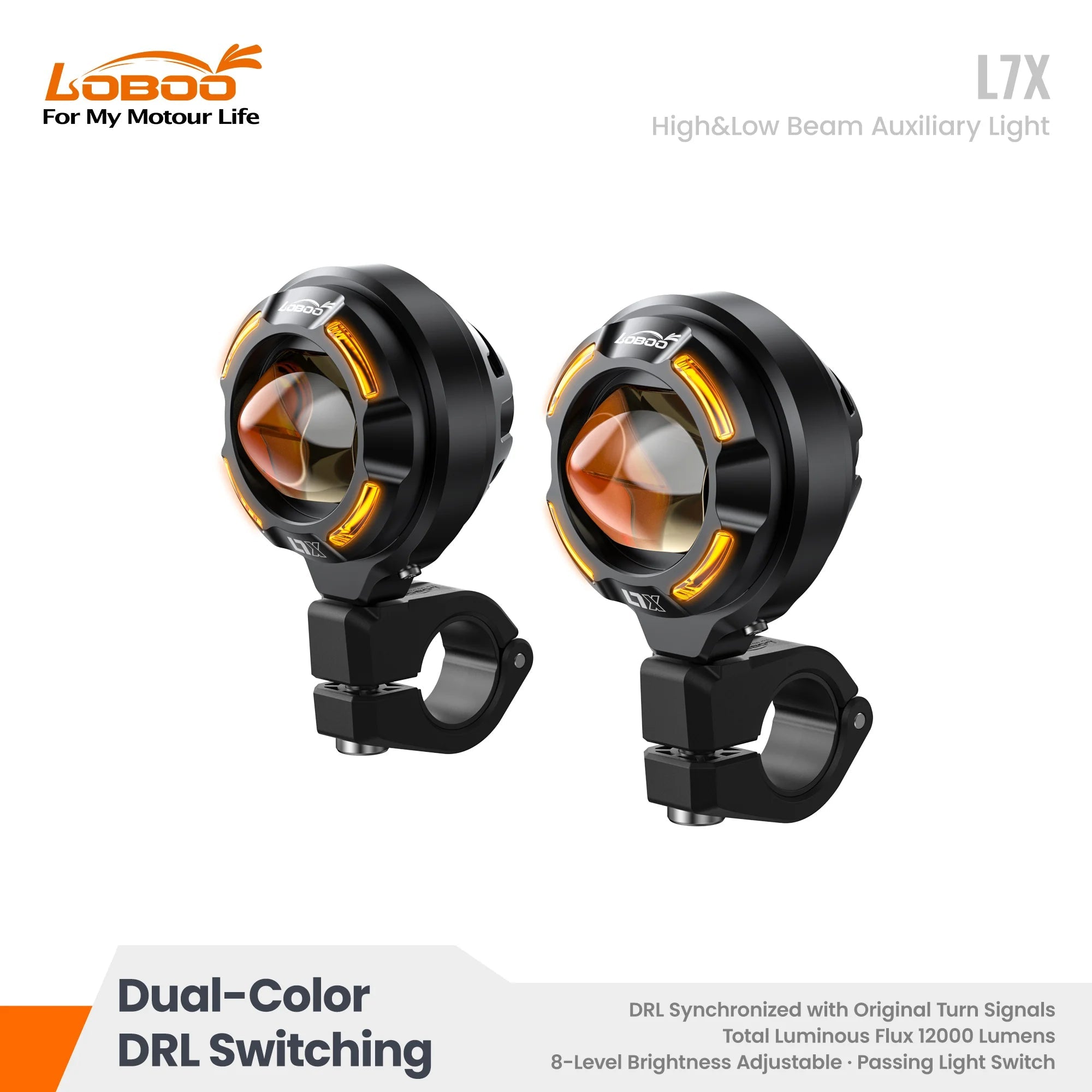 LOBOO L7X High & Low Beam Auxiliary Light - LOBOO