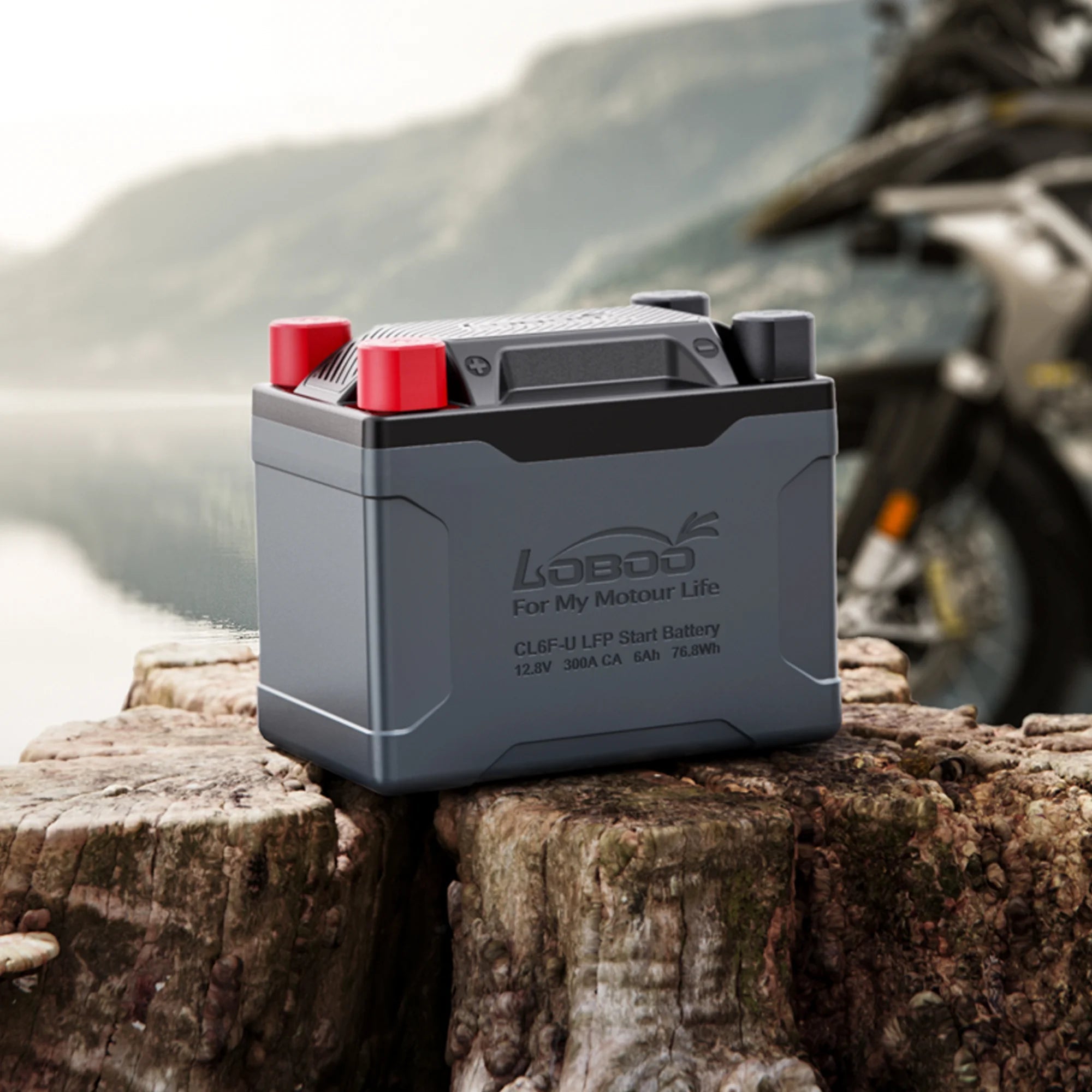 LOBOO Lightweight Lithium Iron Phosphate (LFP) Motorcycle Start Battery - 12.8V 300A/600A CA for ADV, Touring & Sportbikes - Universal Fit - LOBOO