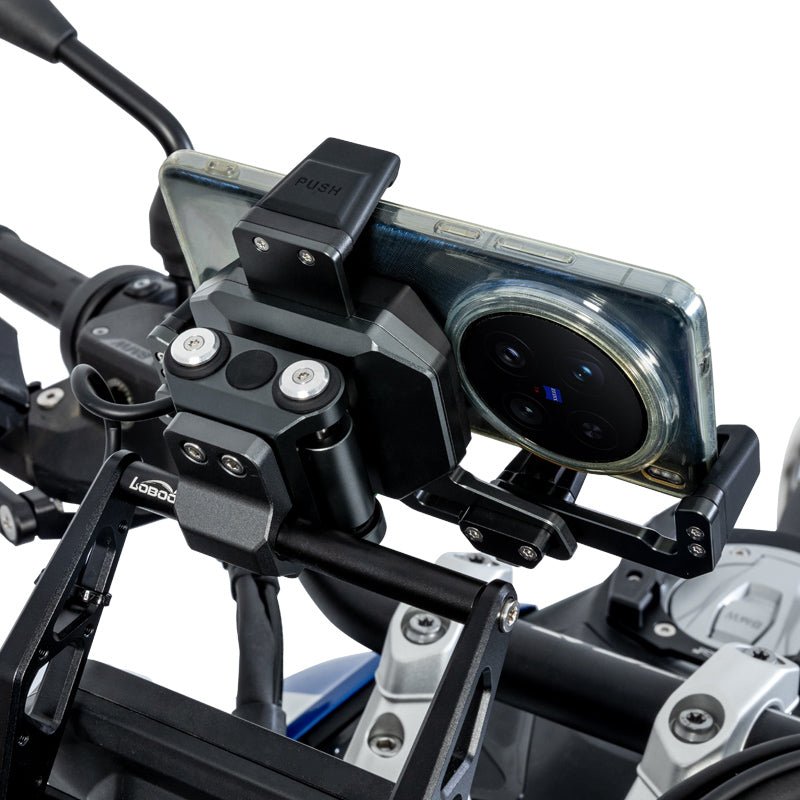LOBOO PH06 Anti - Vibration Phone Mount - Magnetic Damping + 15W Wireless Charging - Aluminum Motorcycle Holder (Fits 4.7" - 7.2" Phones) - LOBOO