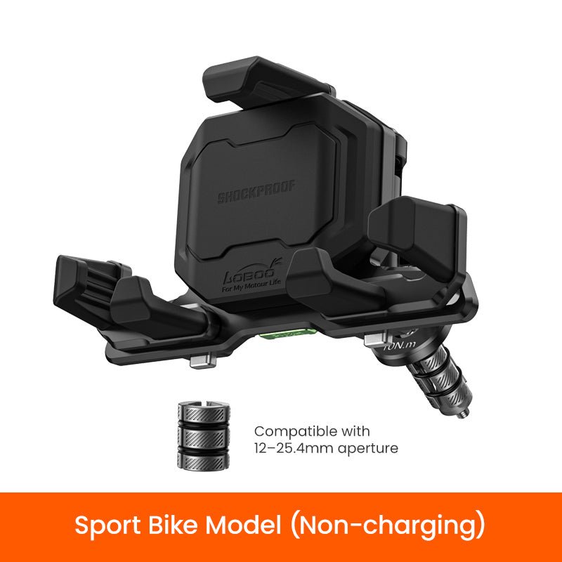 LOBOO PH06 Anti - Vibration Phone Mount - Magnetic Damping + 15W Wireless Charging - Aluminum Motorcycle Holder (Fits 4.7" - 7.2" Phones) - LOBOO