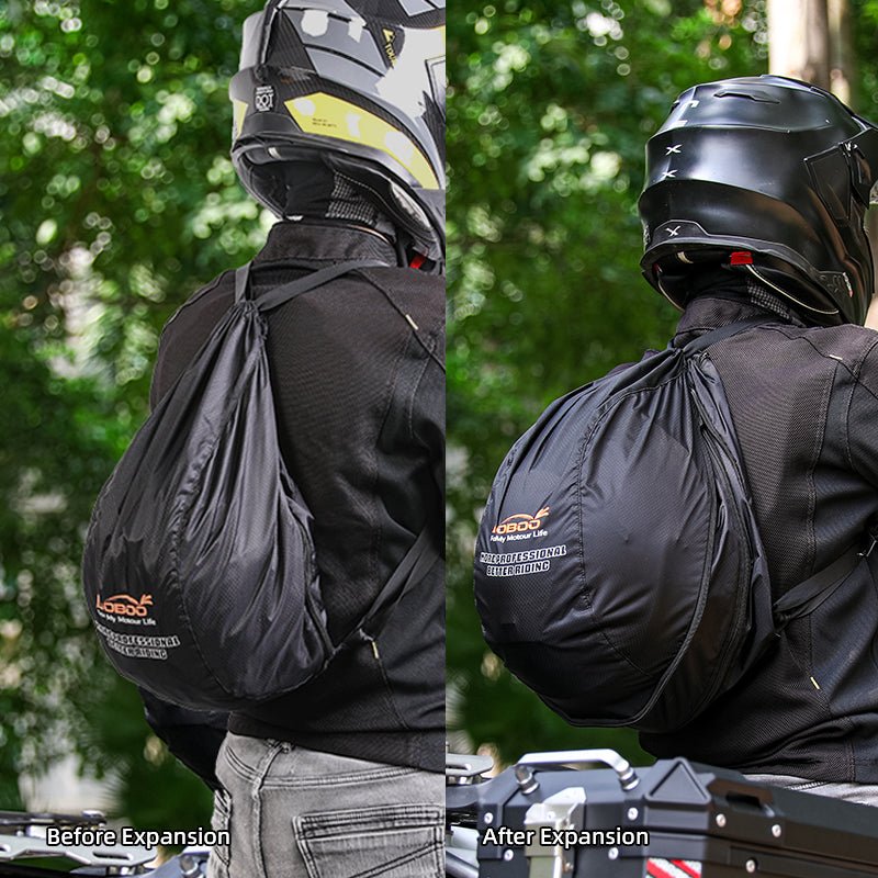 LOBOO Portable Helmet Storage Bag (BHB01BK) | Foldable Nylon Backpack for Motorcycle Helmets - LOBOO
