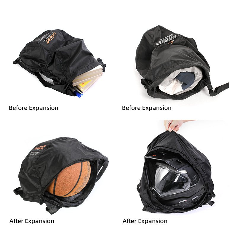 LOBOO Portable Helmet Storage Bag (BHB01BK) | Foldable Nylon Backpack for Motorcycle Helmets - LOBOO