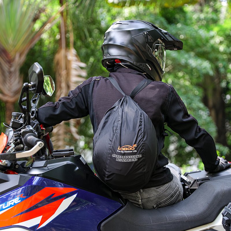 LOBOO Portable Helmet Storage Bag (BHB01BK) | Foldable Nylon Backpack for Motorcycle Helmets - LOBOO