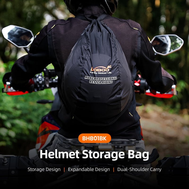 LOBOO Portable Helmet Storage Bag (BHB01BK) | Foldable Nylon Backpack for Motorcycle Helmets - LOBOO