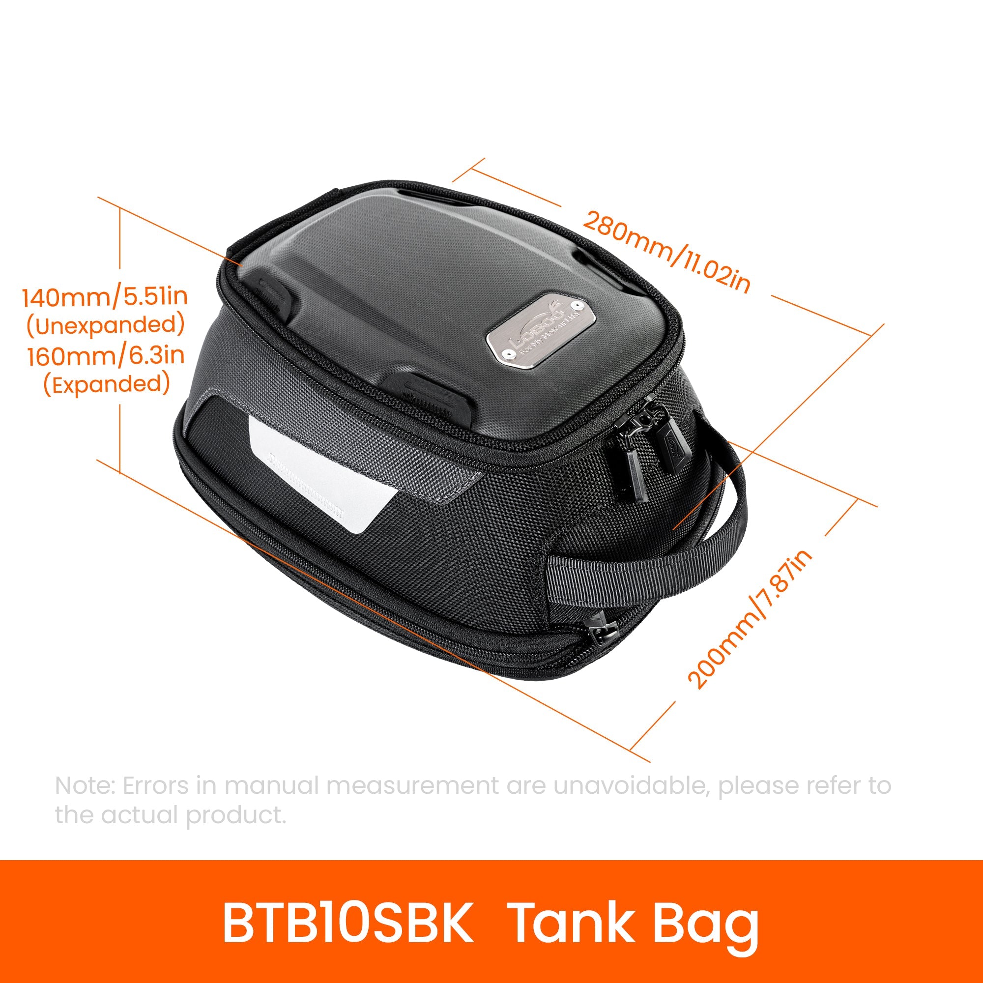LOBOO Quick - Lock Tank Bag (Expandable) | 2520D Ballistic Nylon Adventure Luggage for BMW, KTM & Ducati - LOBOO