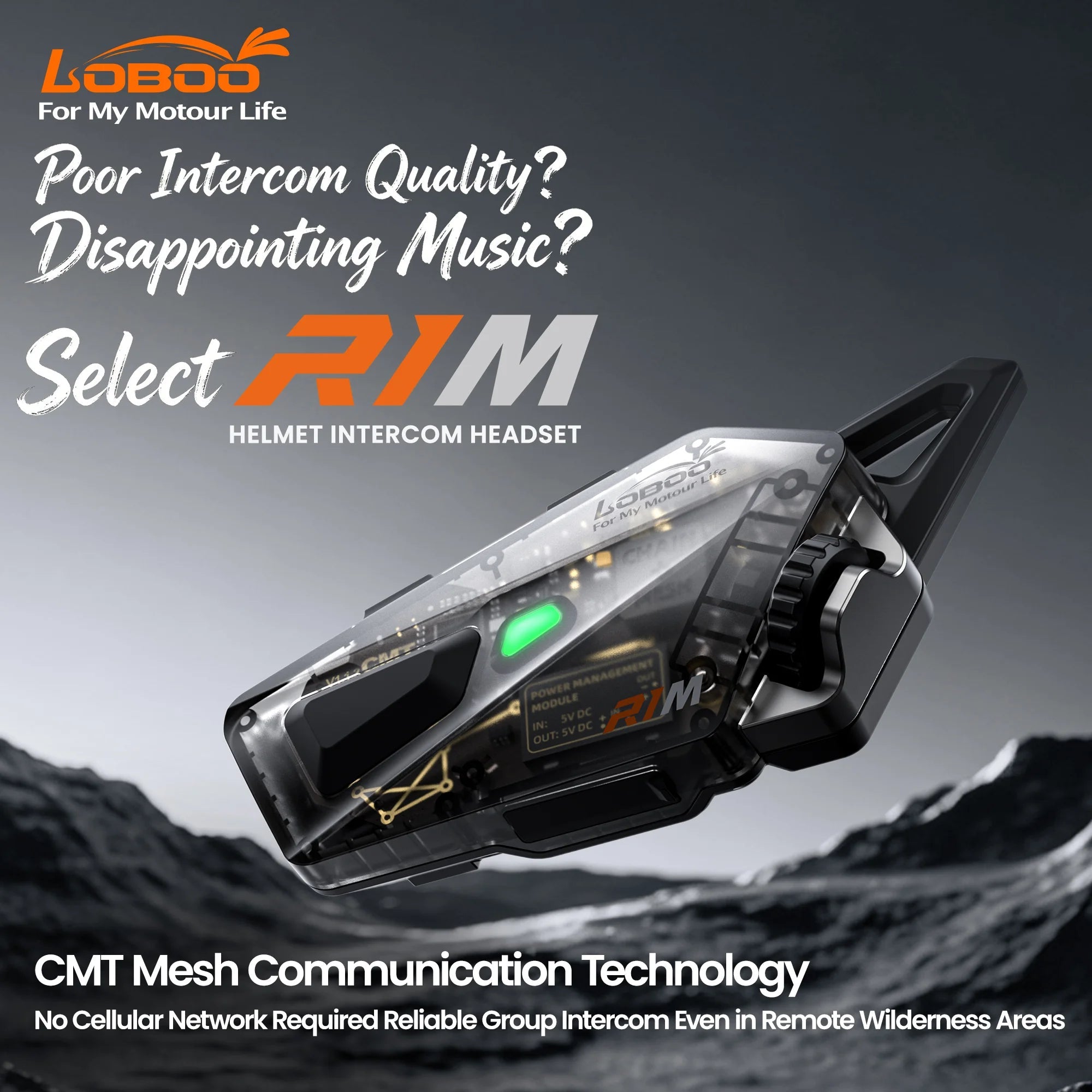 LOBOO R1M Helmet Intercom Headset – CMT Mesh, 24-Rider Group – Main View