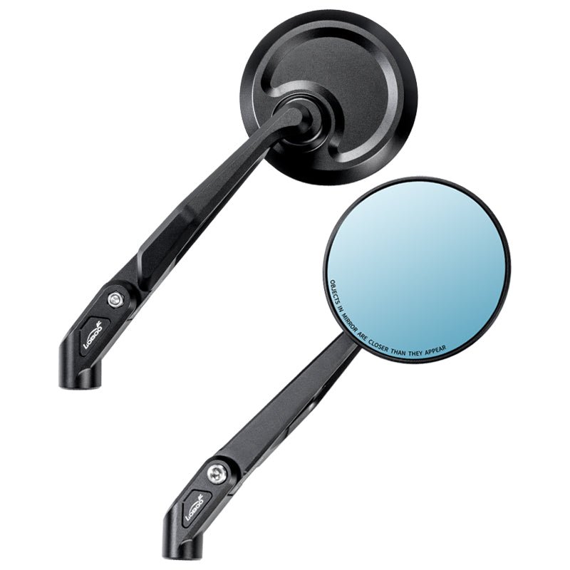 LOBOO RM01 Round Foldable Mirrors (CNC Aluminum) | Scrambler & Adventure Style | Anti-Glare Lens - LOBOO