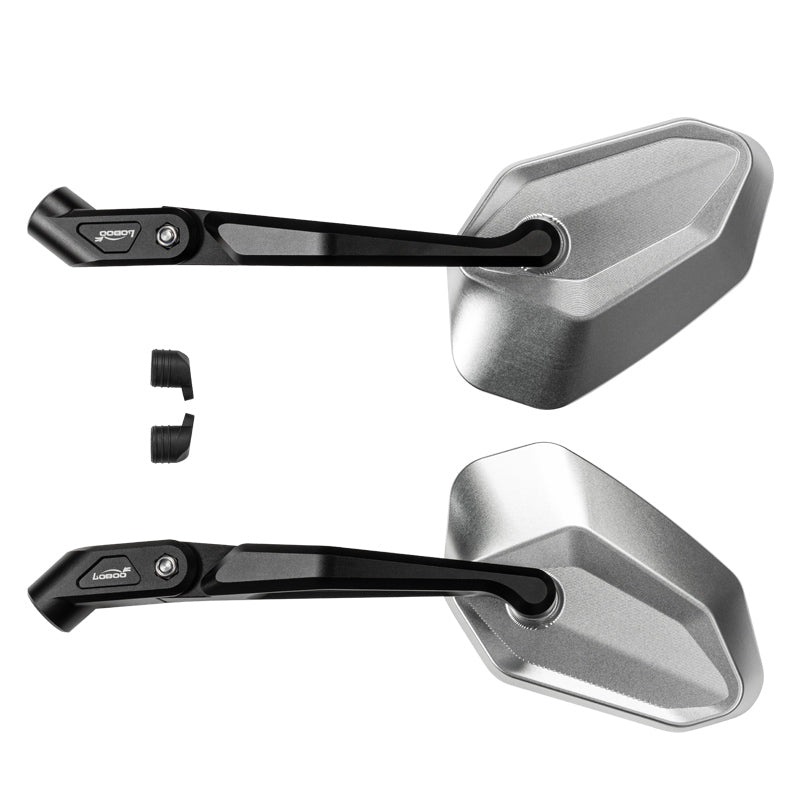 LOBOO RM02 CNC Foldable Mirrors for Adventure Bikes | Anti - Glare Wide Angle Lens - LOBOO