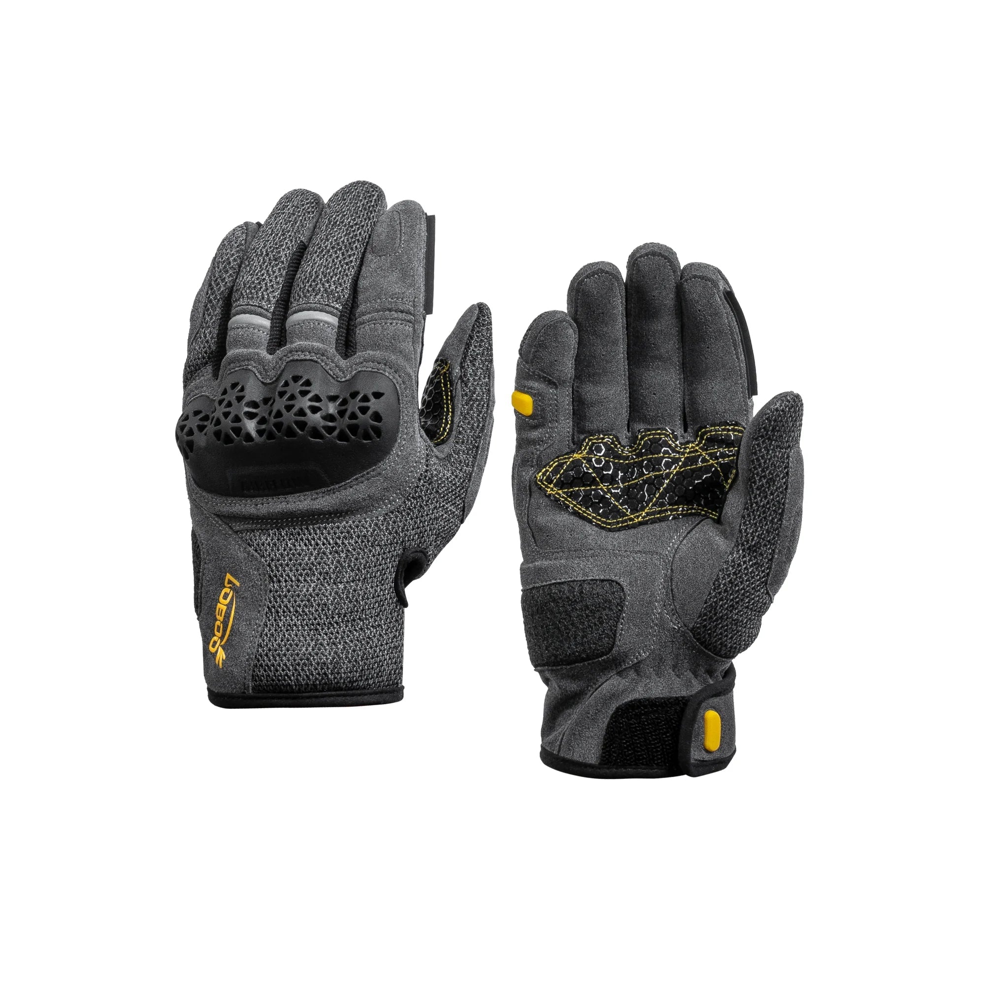 LOBOO RST11 Men's Summer Motorcycle Gloves – Vented ADV Touchscreen Riding Gloves with Knuckle Armor (Black/Grey, S-3XL) - LOBOO