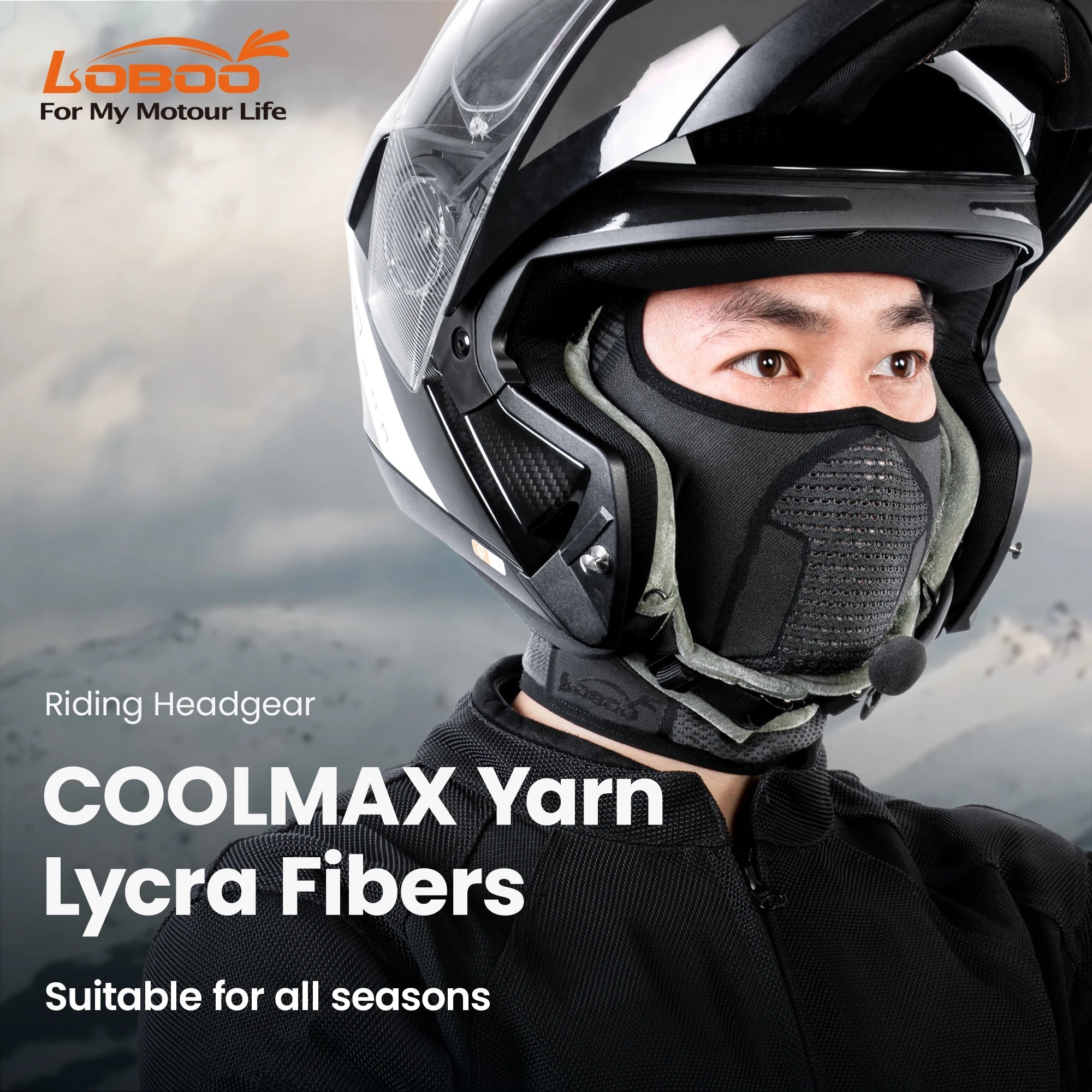 LOBOO RTT22 Riding Headgear | COOLMAX Motorcycle Balaclava & Samurai Mask - LOBOO