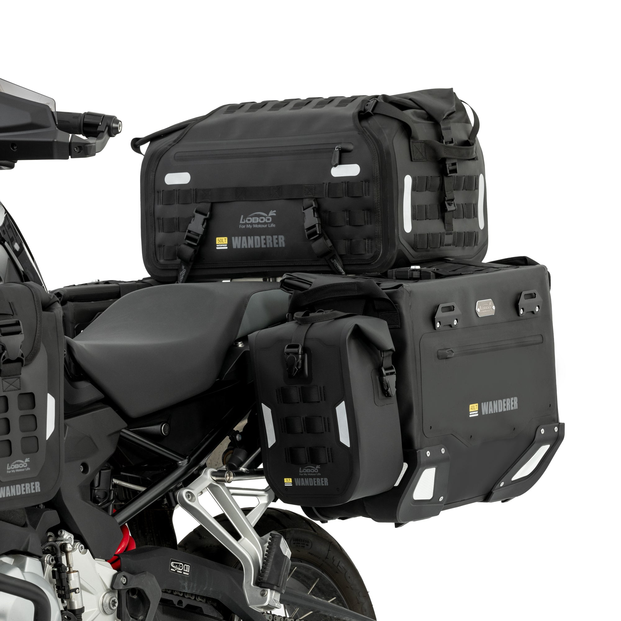 LOBOO Wanderer Waterproof Side Bags (30L/40L) | Quick - Release Soft Pannier System with MOLLE - LOBOO