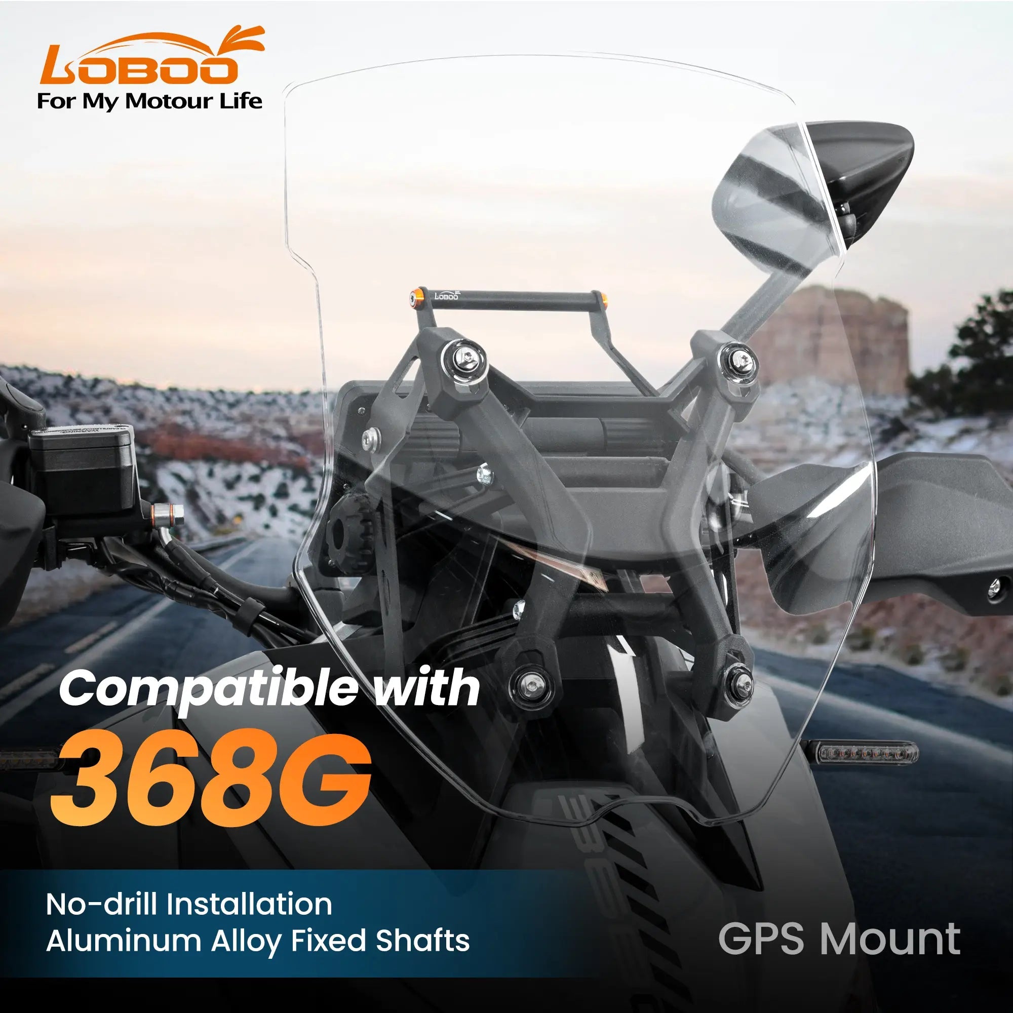 Zontes 368G GPS Mount (2025+) | No - Drill Navigation Bar 12mm - LOBOO