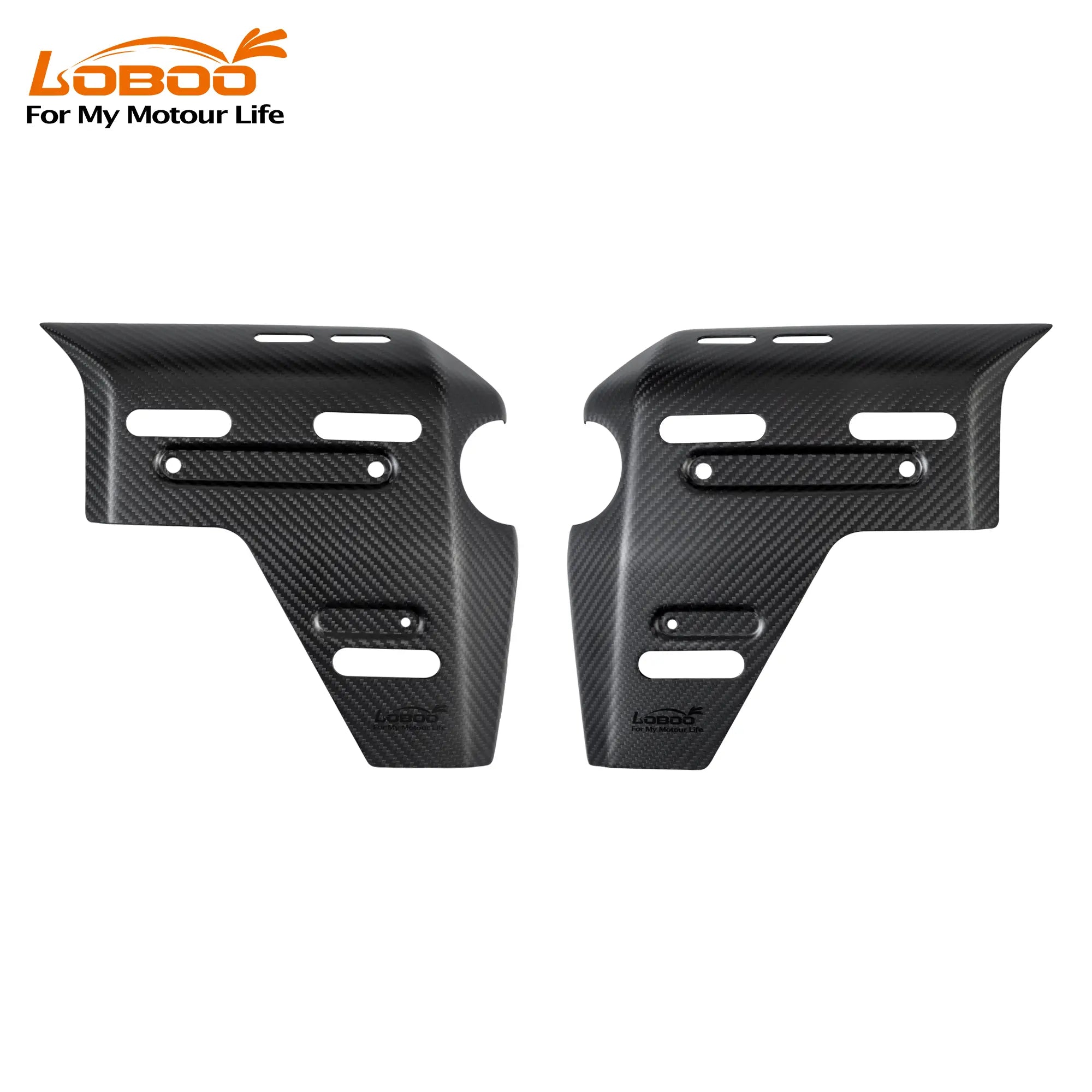 LOBOO Real Carbon Fiber Radiator Guards for BMW R1300GS  ADV (2024-) | Lightweight Protective Cover & Bag Mounts