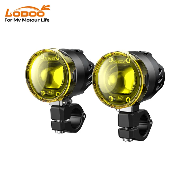LOBOO L7S Auxiliary Lights (15,000lm) - Smart High/Low Beam LED Driving Lights with Wheel Controller & Flash-to-Pass