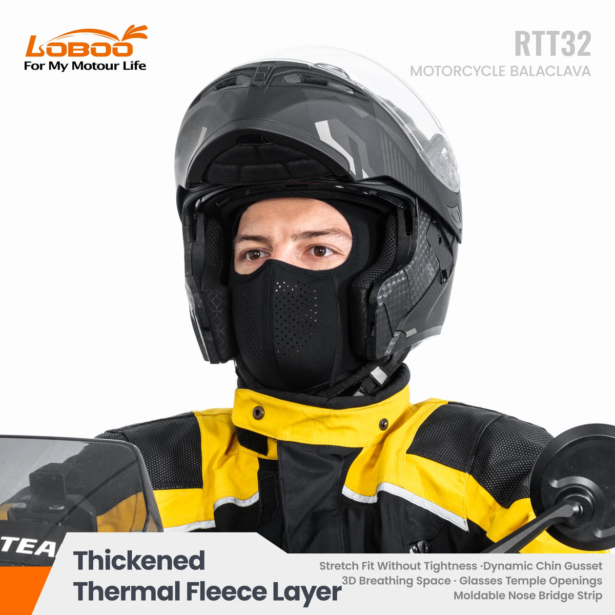 LOBOO RTT32 Winter Motorcycle Balaclava Thermal Fleece Neck Warmer Anti-Fog Face Mask