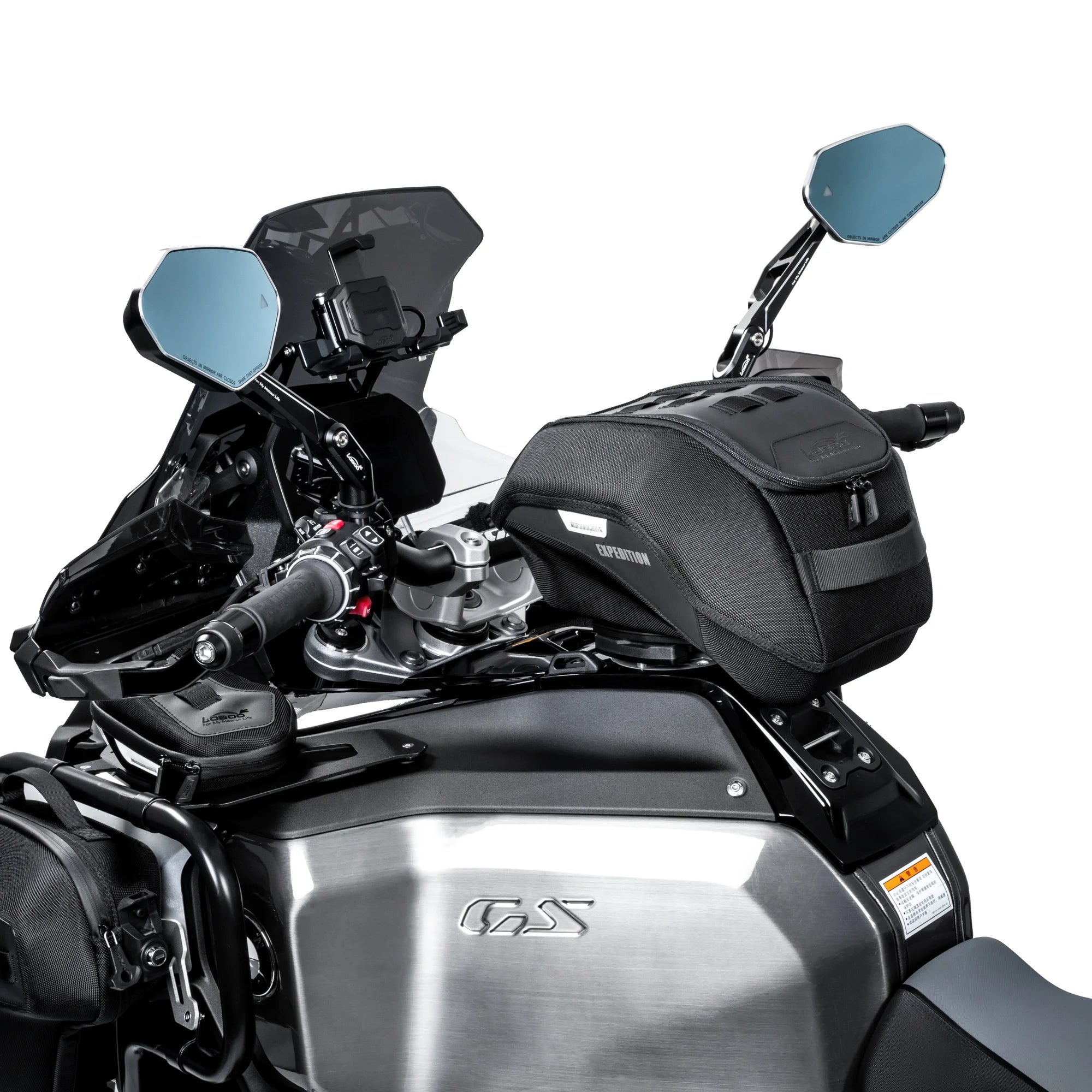 LOBOO BTB20BK Adventure Motorcycle Tank Bag with Magnetic Quick-Release System and Rain Cover, Heavy-Duty Universal Fits for BMW GS, KTM Adventure, Honda Africa Twin