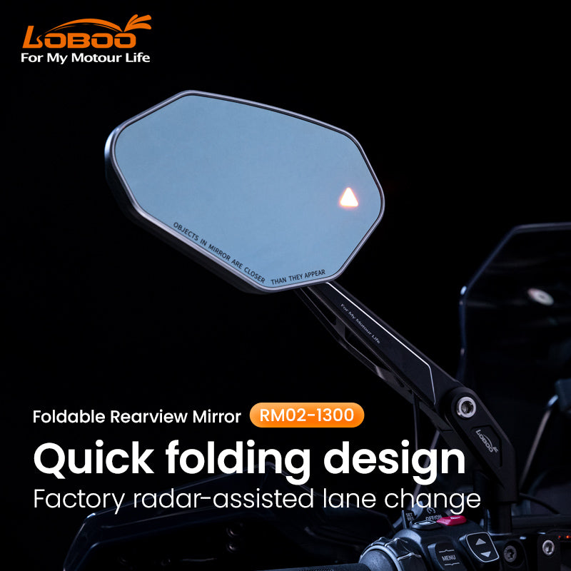 LOBOO Foldable Motorcycle Rearview Mirrors for BMW R1300GS / R1300GS ADV | Anti-Glare (RM02-1300)