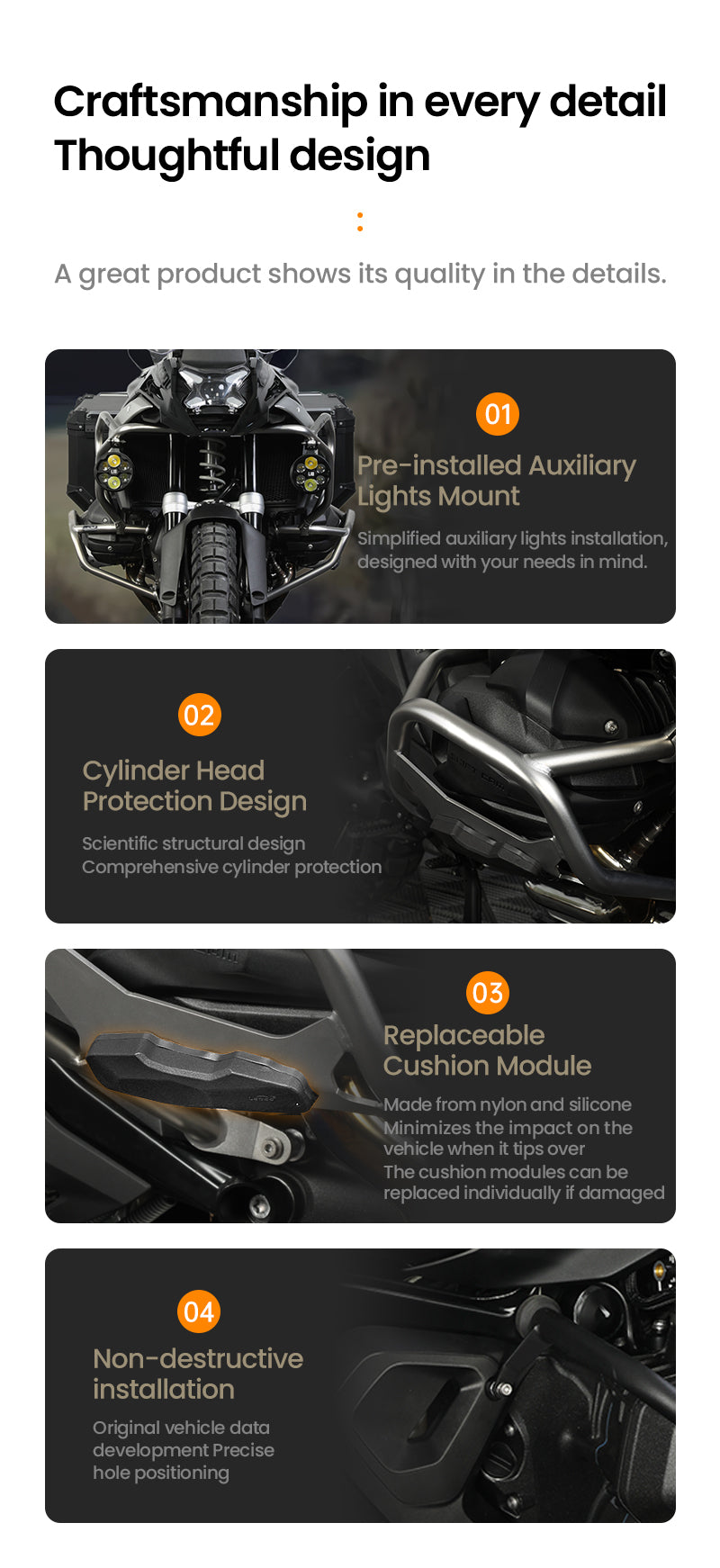 Features pre-installed mounting points for auxiliary lights, making it easy to upgrade your night visibility