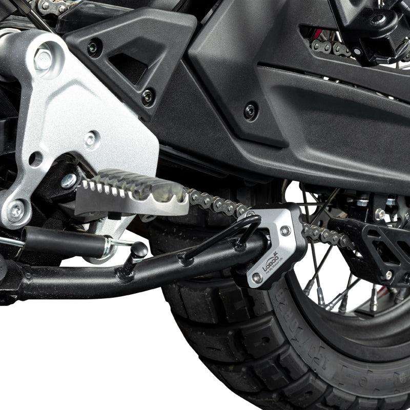 LOBOO CJC683 side stand support extension installed on a motorcycle