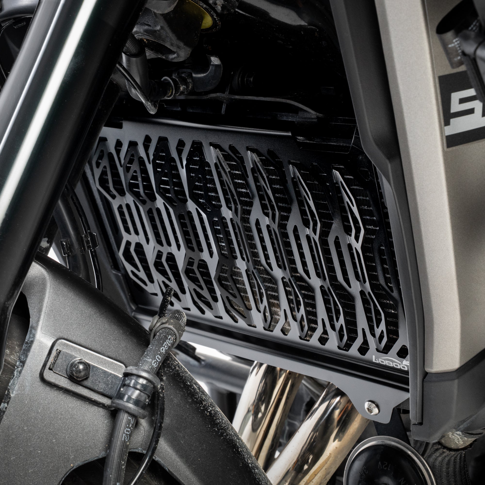 LOBOO Aluminum Radiator Guard for Honda NX500 2026 - Photo 6